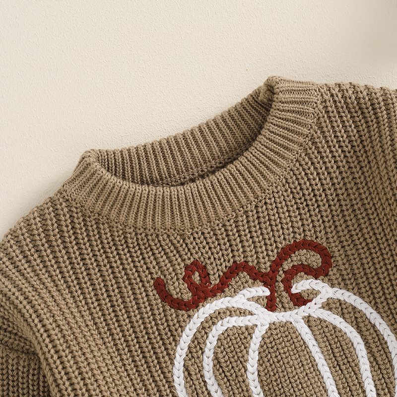 Baby Halloween Knitted Sweater with Pumpkin/Ghost Embroidery - Image 3