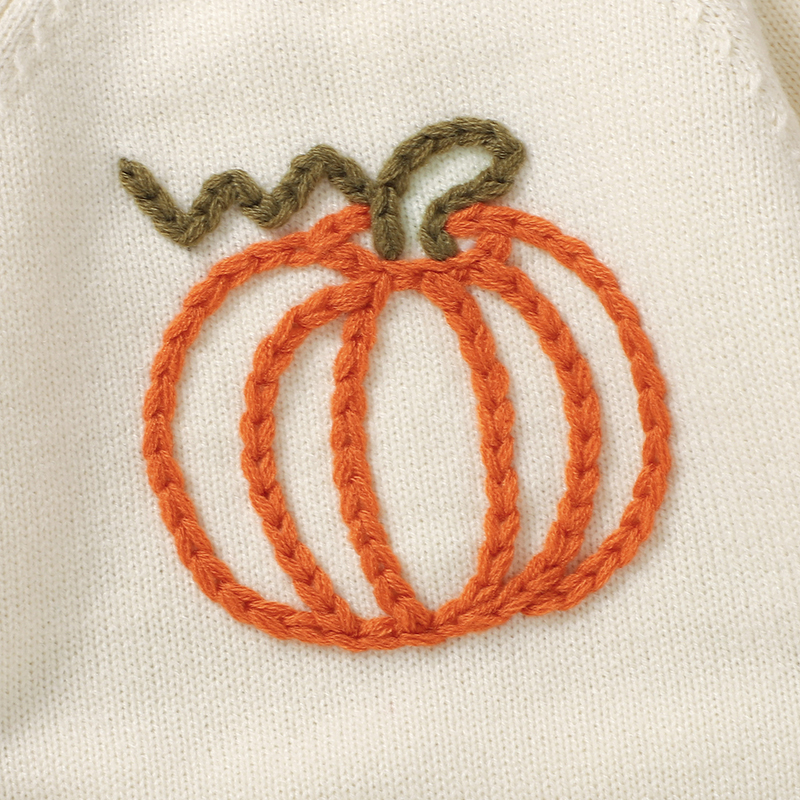 Halloween Pumpkin Baby Bodysuit Knit Romper - Cute Long Sleeve Jumpsuit for Infants 0-18M - Image 4