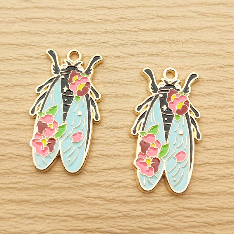 10-Piece Flower and Insect Charms for Jewelry Making - Enamel Pendants - Image 5