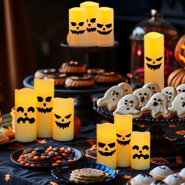 12-48pcs Halloween LED Ghost Flickering Candles with Remote and Timer