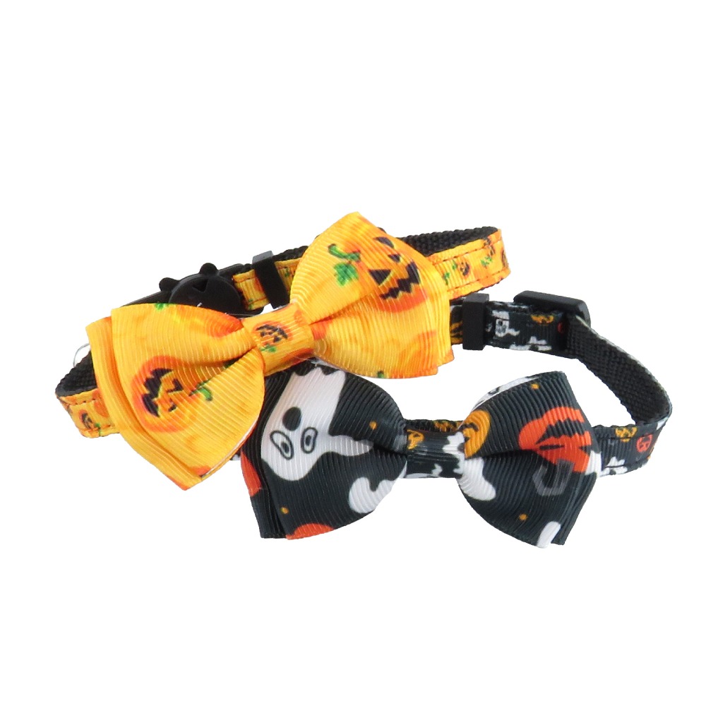 Halloween Cat Collar with Pumpkin Ghost Bow Tie and Bell - Image 2