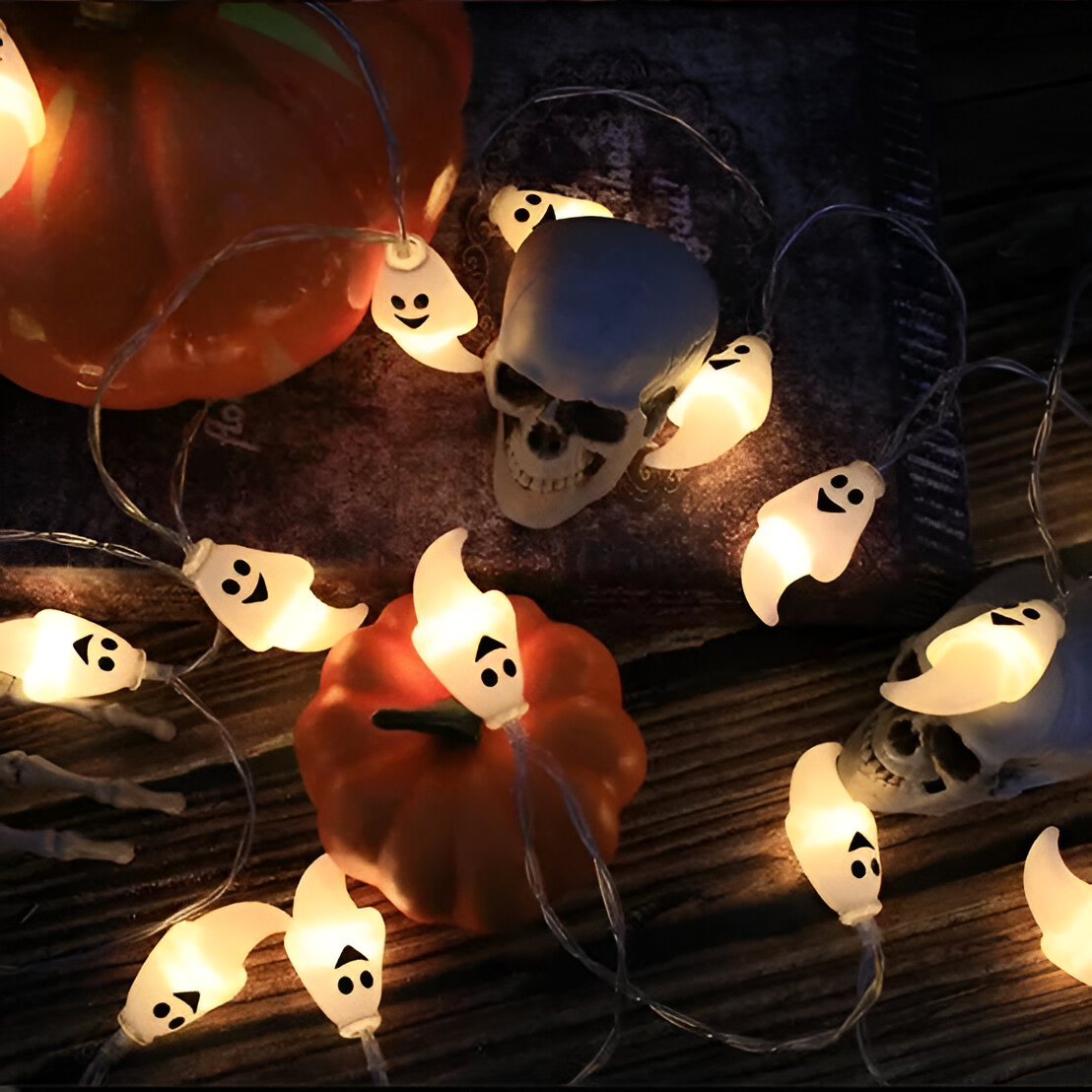 Halloween LED String Lights - Pumpkin, Ghost, Skull & Eyeball Lanterns - Image 3