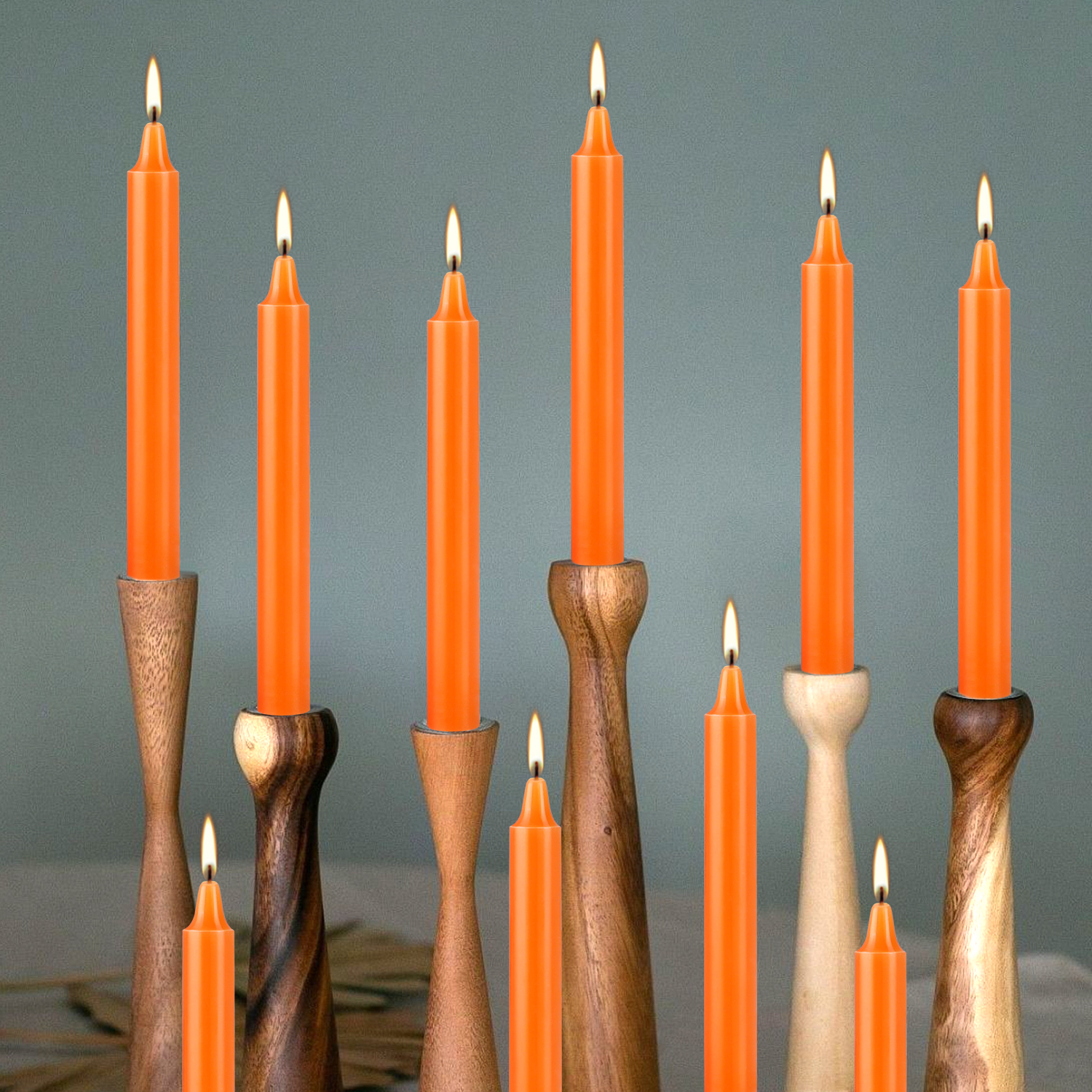 12 Pack Orange Taper Candles - Image 2