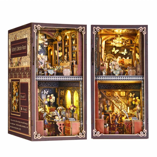 3D Butterfly Book Nook Kit - DIY Wooden Dollhouse Model