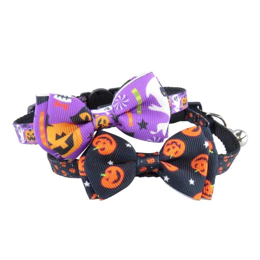 Halloween Cat Collar with Pumpkin Ghost Bow Tie and Bell - Image 5