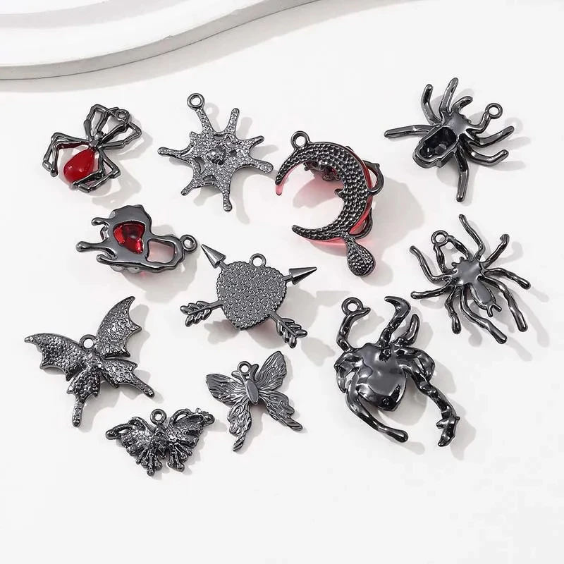 5pcs Gothic Moon Spider Butterfly DIY Charms for Earrings, Necklaces & Keychains - Image 5