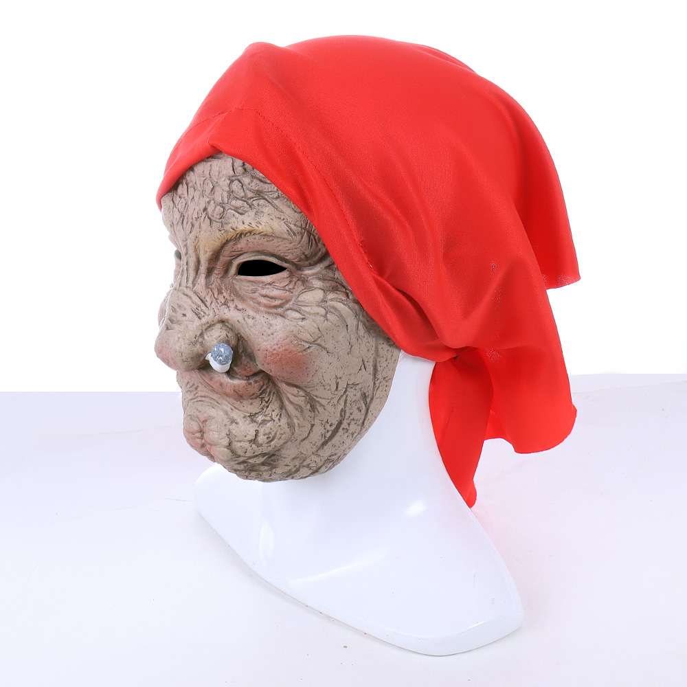 Smoking Granny Latex Halloween Mask - Realistic Old Woman Cosplay Costume - Image 5