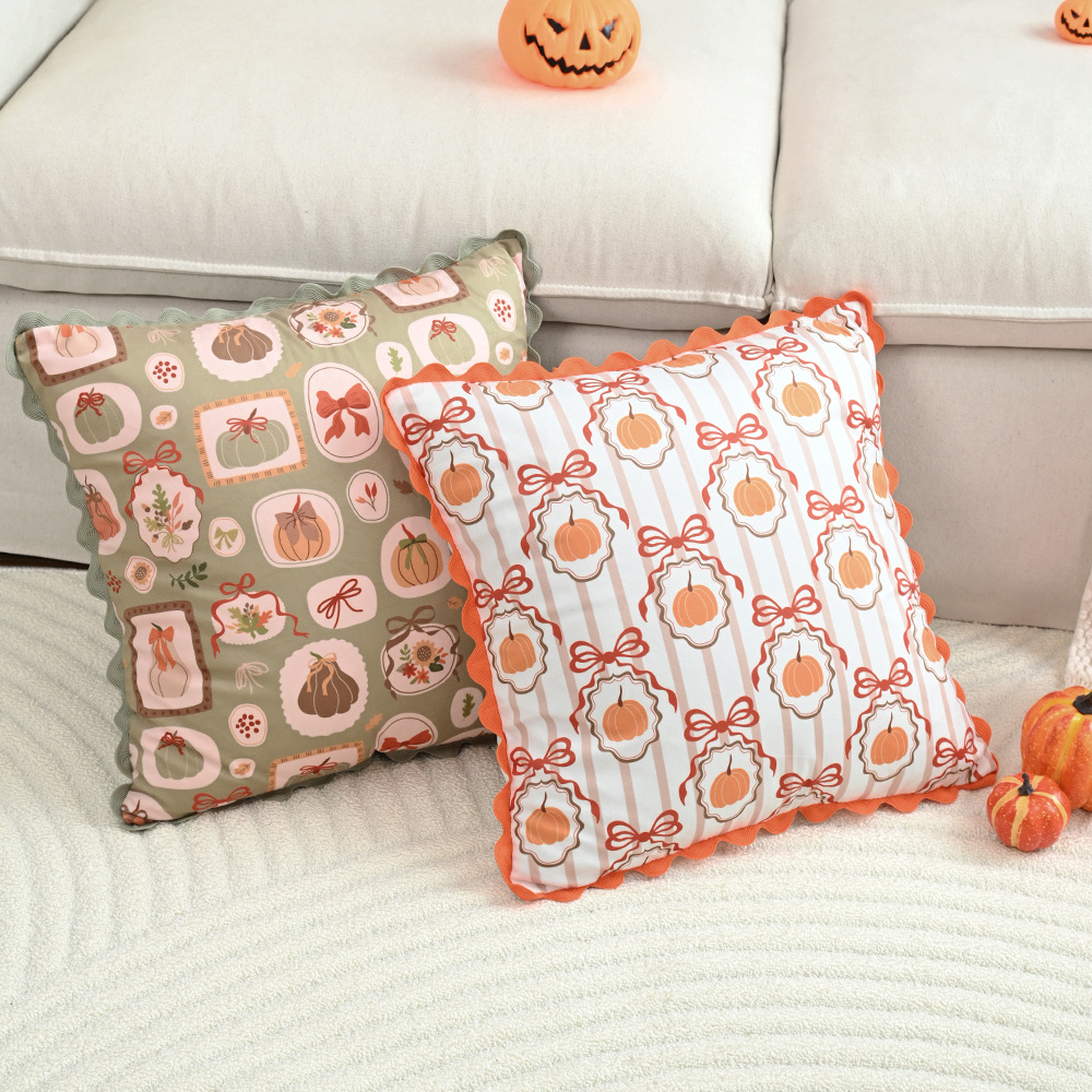 Halloween Day of The Dead Pumpkin Cushion Cover 18x18 Inch Decorative Pillowcase - Image 5