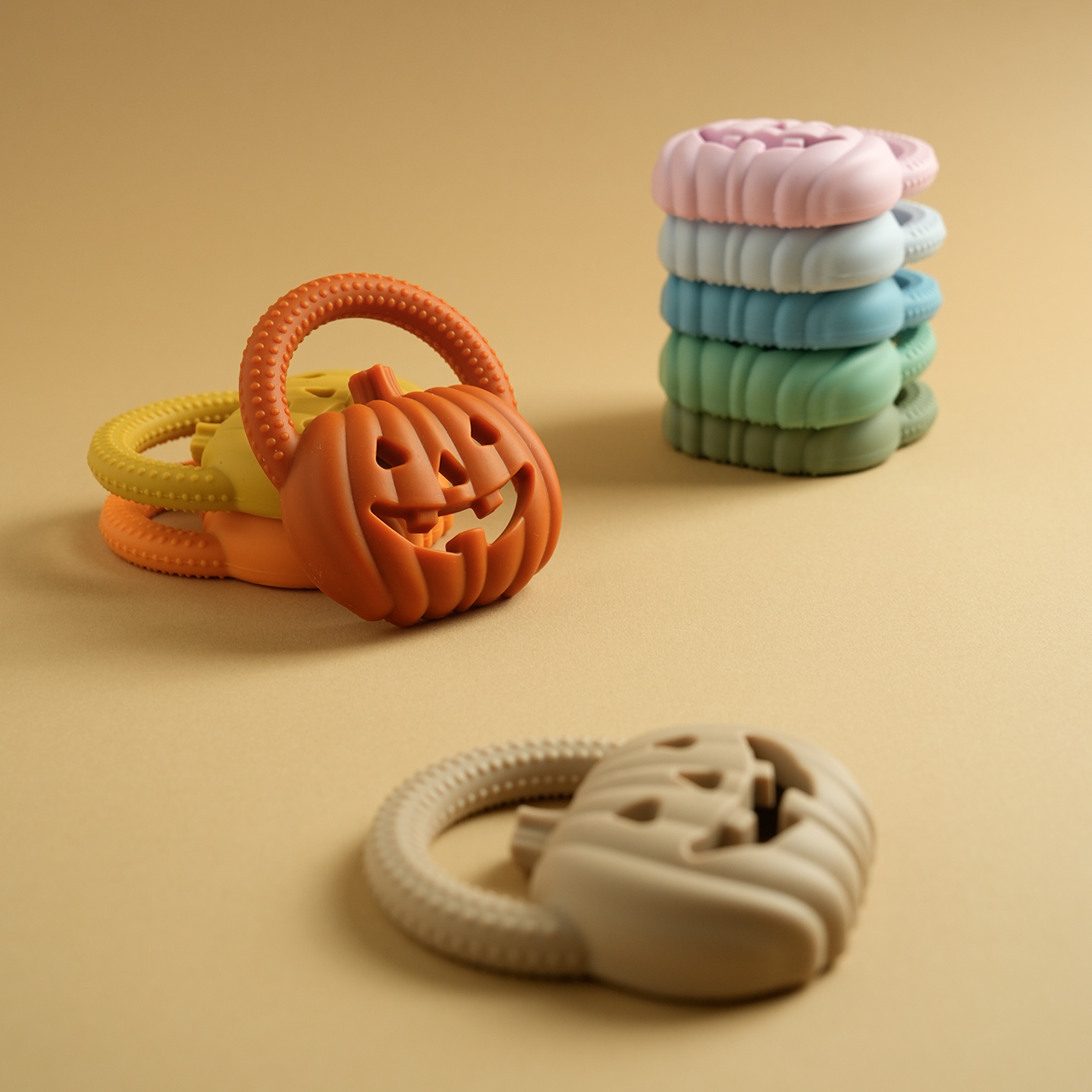 Silicone Pumpkin Teether Toy for Babies 0-12 Months – Safe & Soothing