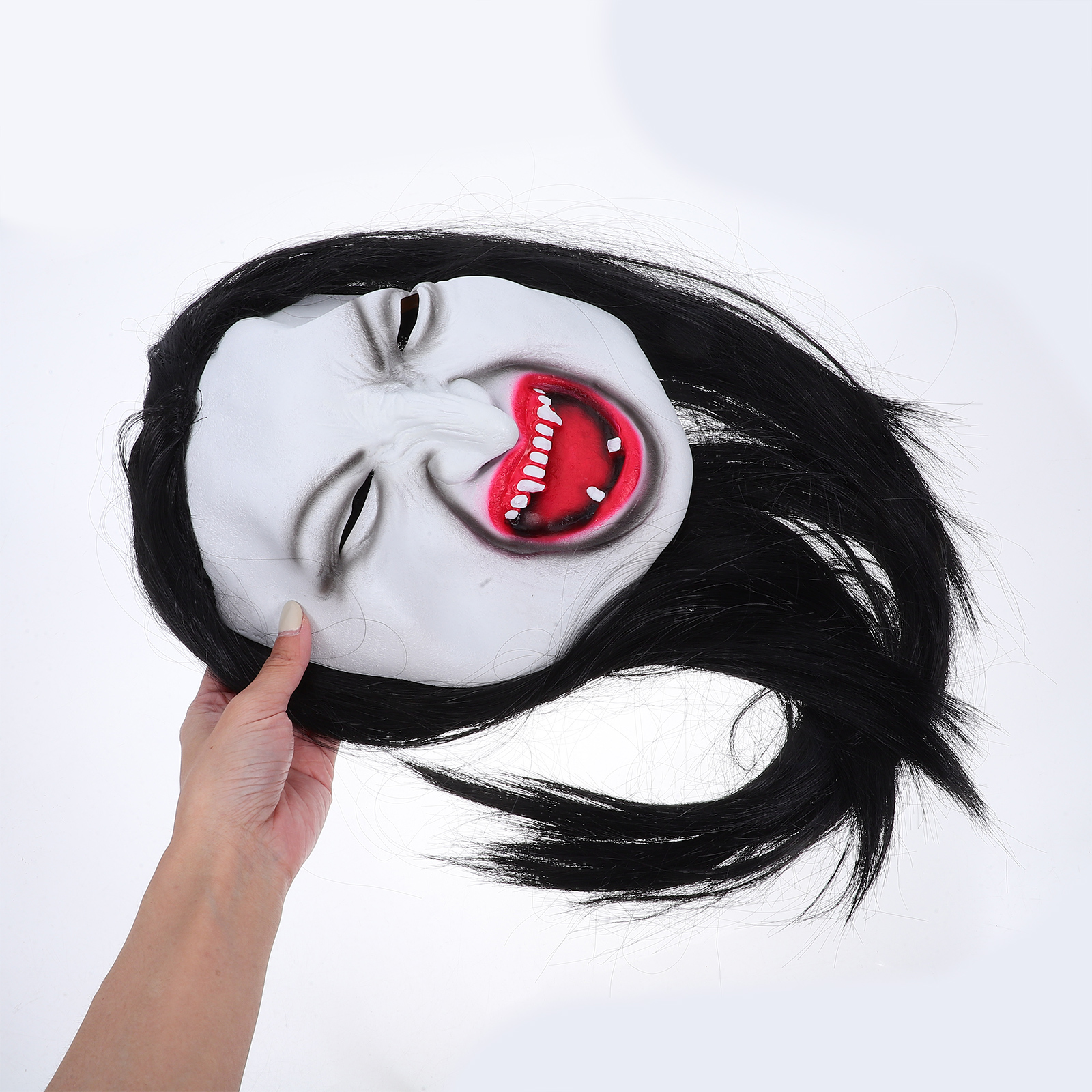 Creepy Ghost Mask with Long Hair – Realistic Horror Mask for Halloween & Masquerade Parties - Image 3