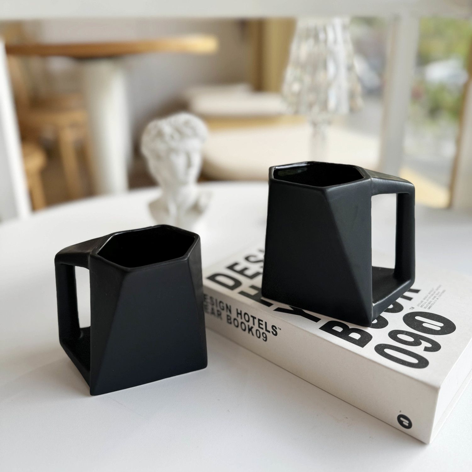 Modern Matte Black Hexagonal Ceramic Coffee Mug