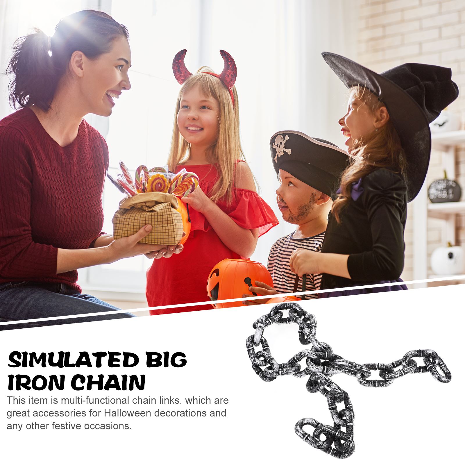 1M Halloween Decorative Simulated Iron Chain - Lightweight Plastic Party Accessory - Image 2