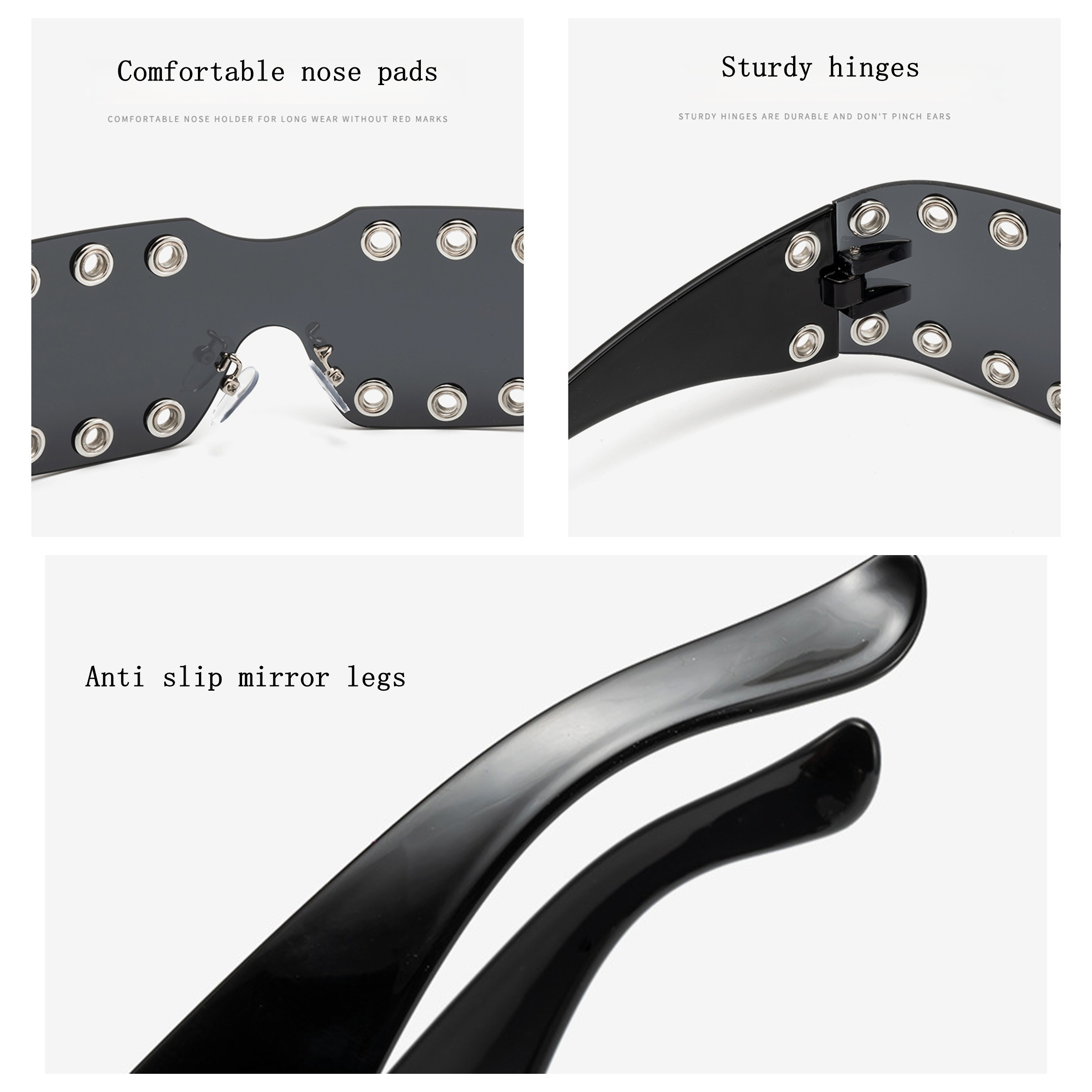 Oversized Gothic Punk Rivet Sunglasses Large Frame Goggles - Image 6
