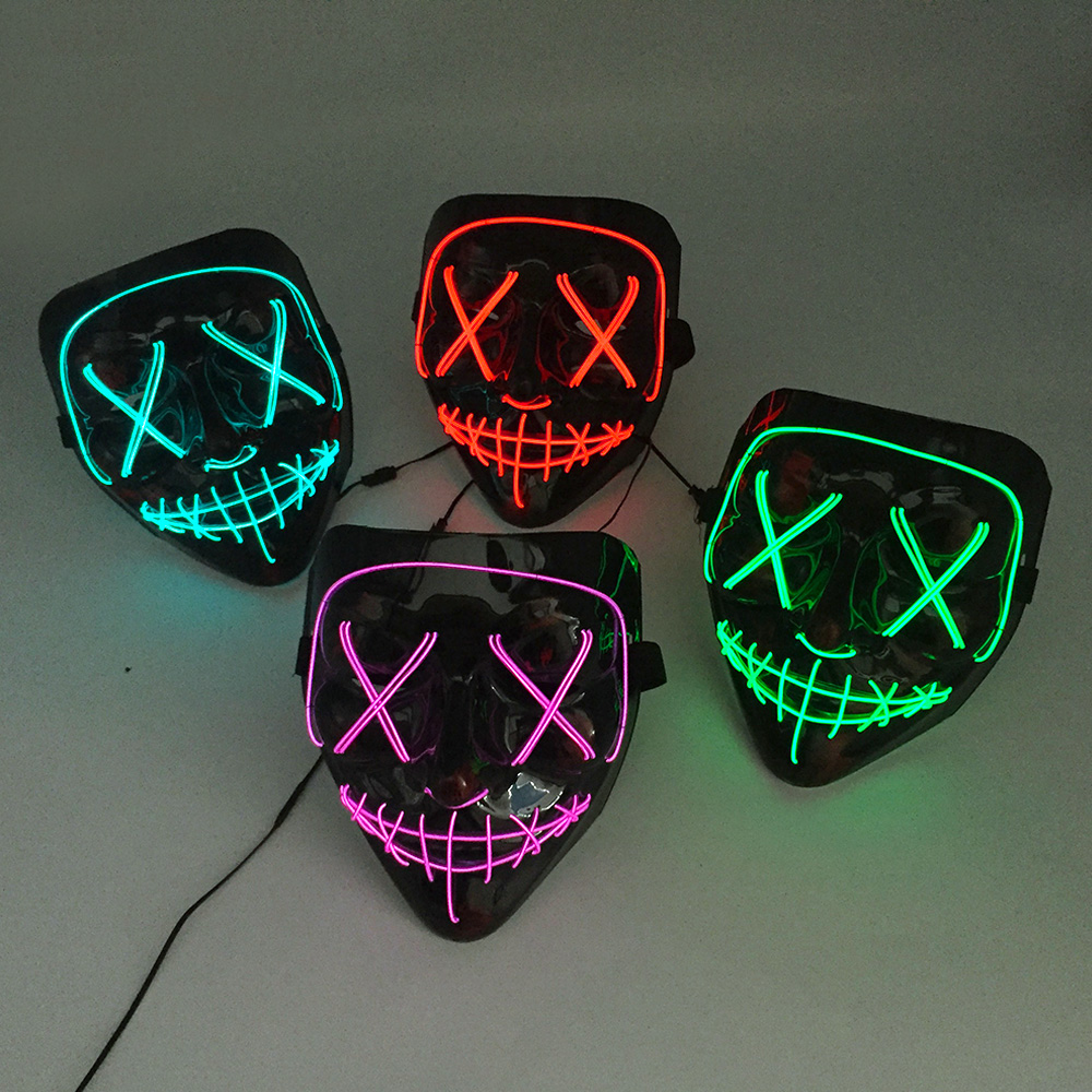 EL Wire Glow in the Dark Purge Mask for Halloween & Cosplay - Image 2