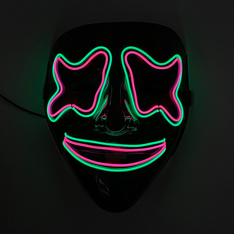 Trendy Glowing Marshmallow Smile Mask - LED Light Up Luminous Scary Cosplay Prop - Image 2