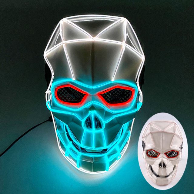 LED Luminous Skull Halloween Mask – Neon Zombie Ghost Cosplay Party Accessory