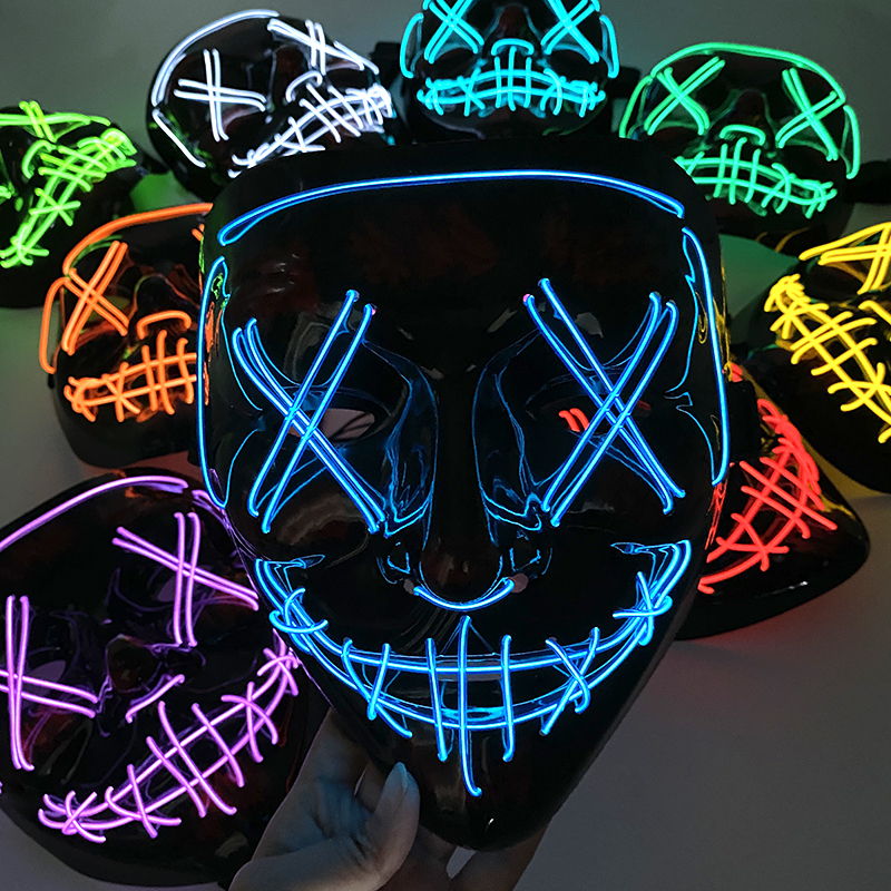 EL Wire Glow in the Dark Purge Mask for Halloween & Cosplay - Image 3