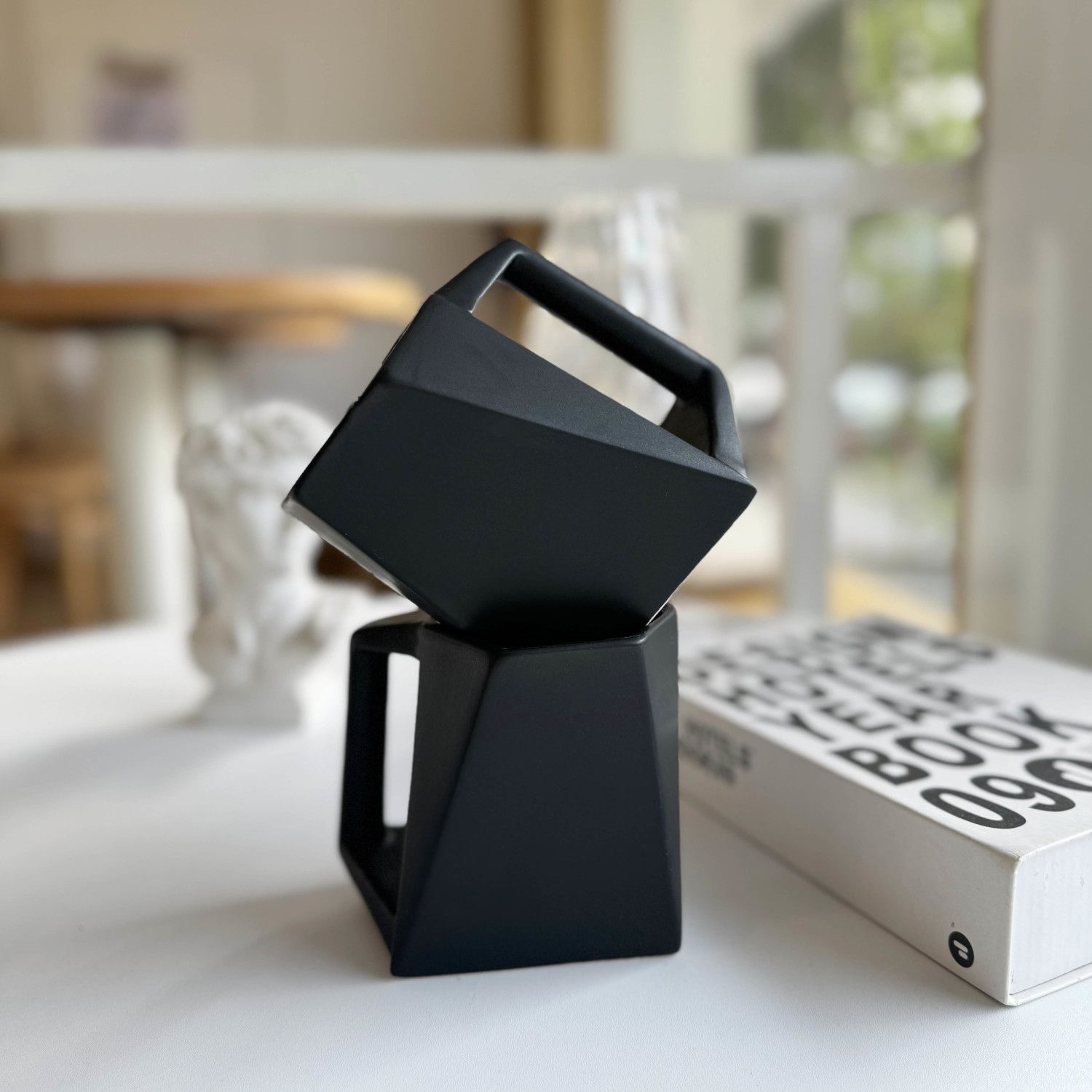 Modern Matte Black Hexagonal Ceramic Coffee Mug - Image 5