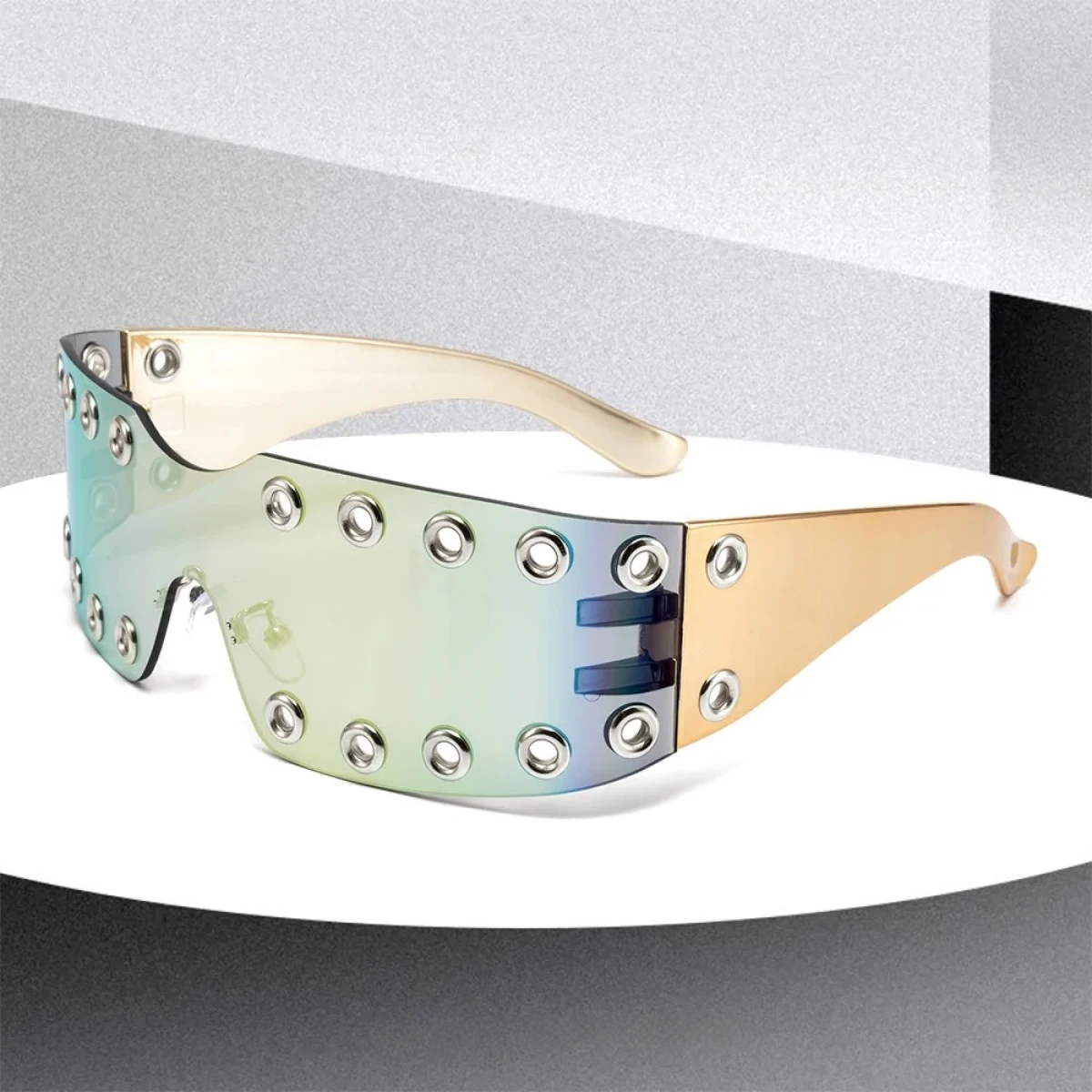 Oversized Gothic Punk Rivet Sunglasses Large Frame Goggles - Image 4
