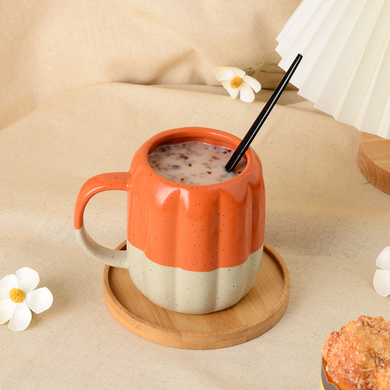 Orange Pumpkin Ceramic Coffee Cup - Image 4