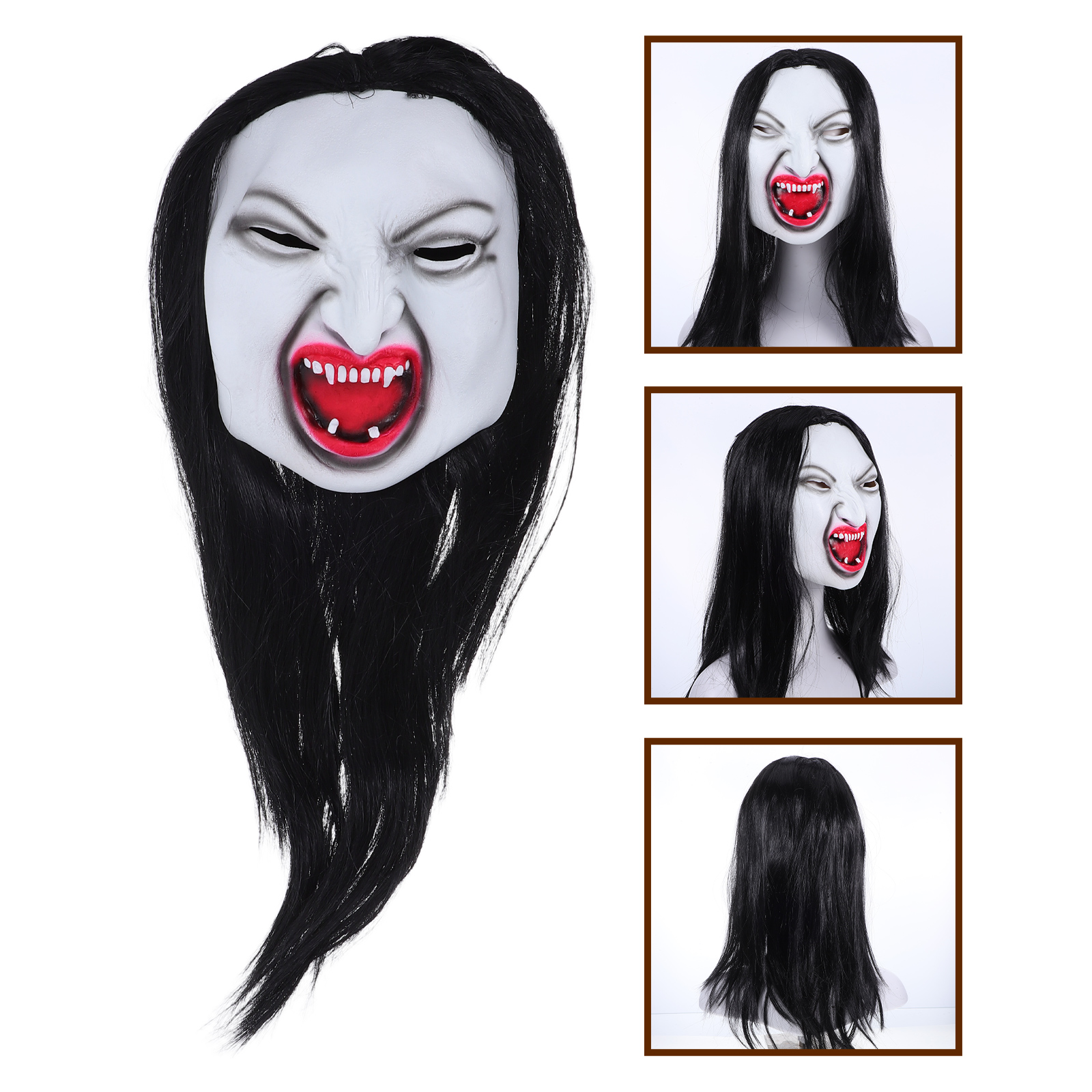 Creepy Ghost Mask with Long Hair – Realistic Horror Mask for Halloween & Masquerade Parties