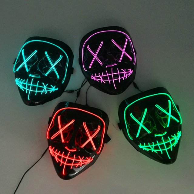 EL Wire Glow in the Dark Purge Mask for Halloween & Cosplay