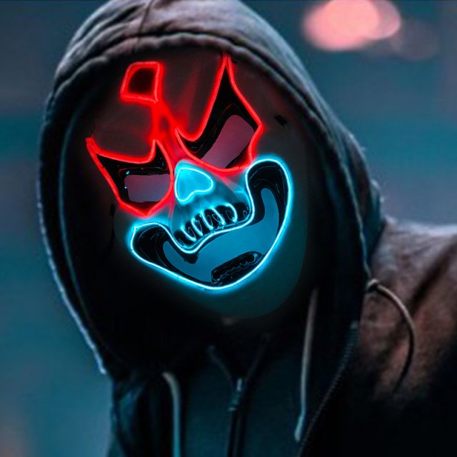 Horror LED Light Face Mask for Spooky Costumes & Events