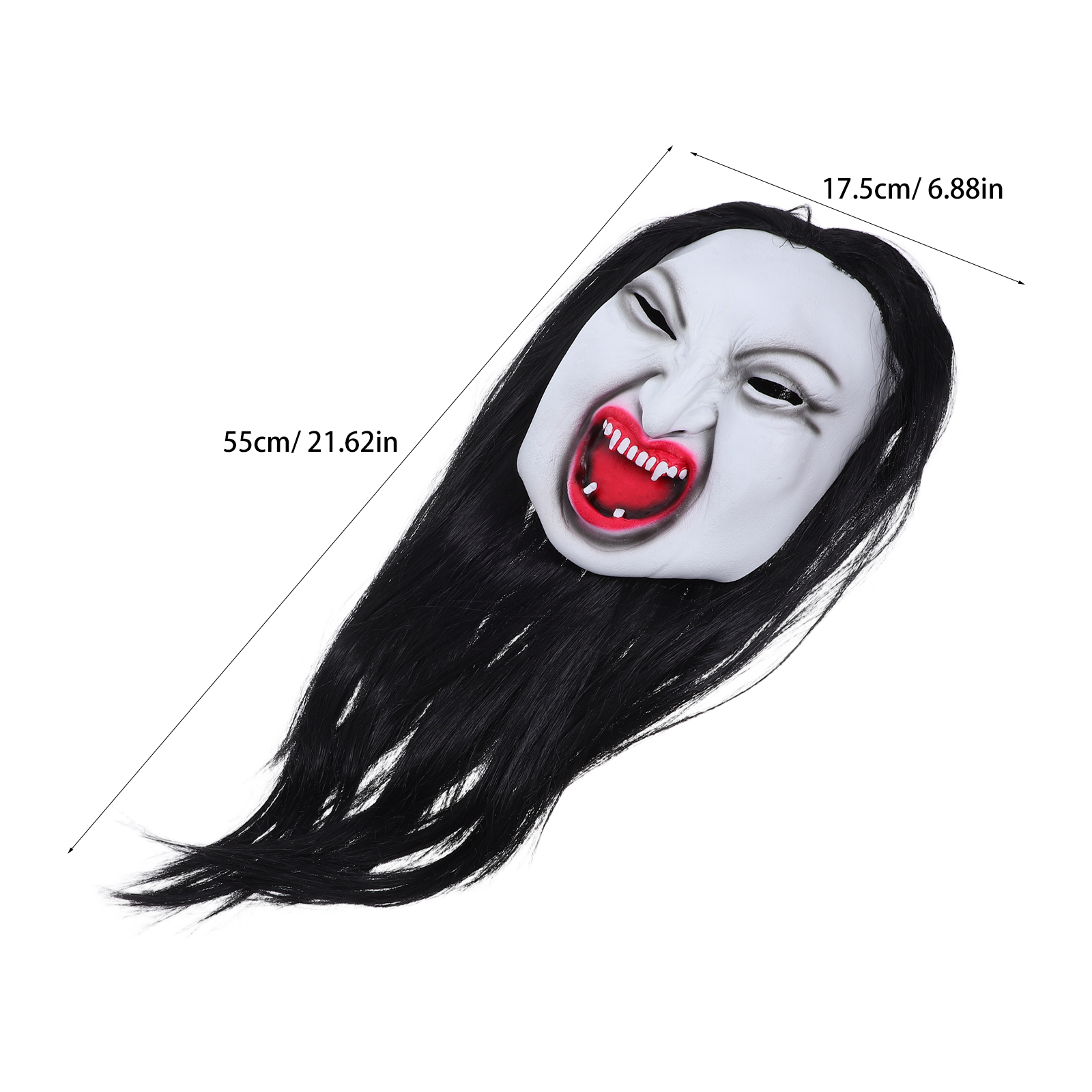 Creepy Ghost Mask with Long Hair – Realistic Horror Mask for Halloween & Masquerade Parties - Image 6