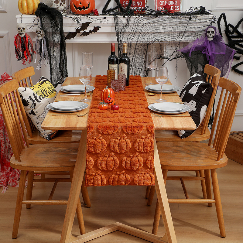 3D Pumpkins Plush Table Runner 13x72 Inch - Image 3