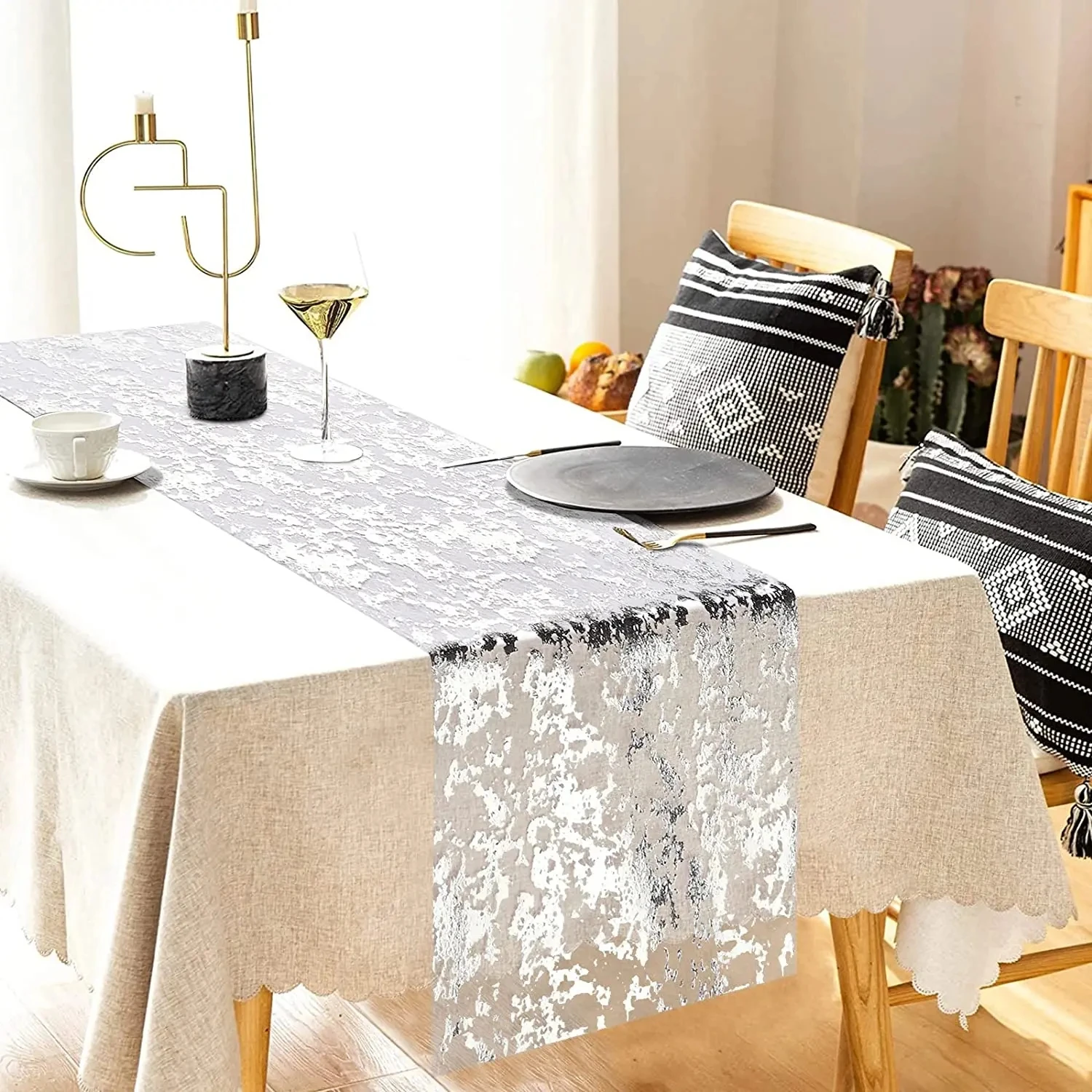 Sparkle Metallic Gold Sequin Table Runner - Glitter Foil Mesh - Image 2