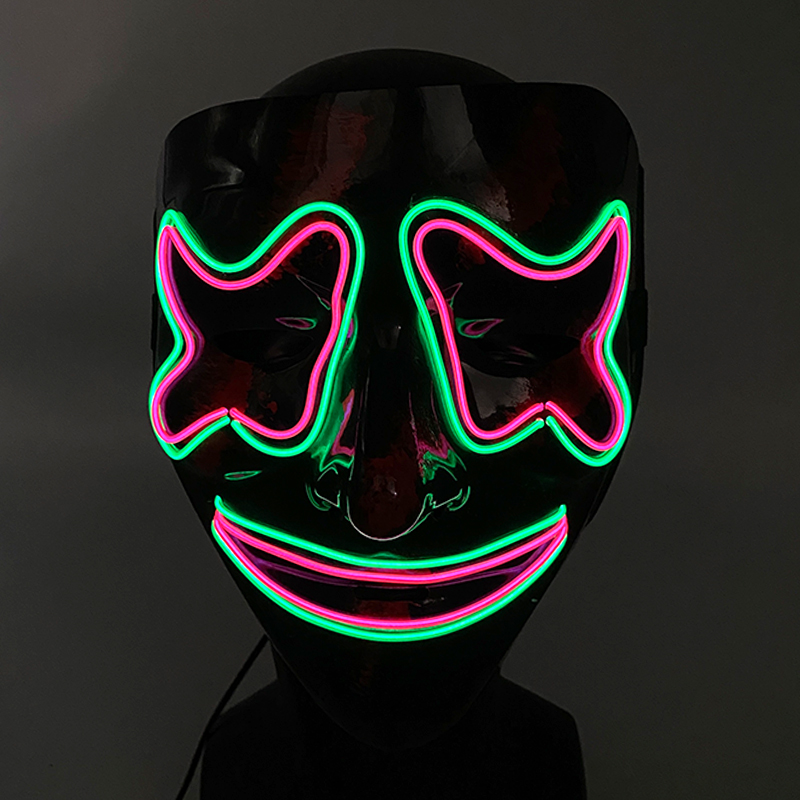 Trendy Glowing Marshmallow Smile Mask - LED Light Up Luminous Scary Cosplay Prop