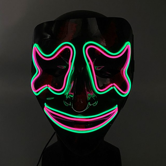 Trendy Glowing Marshmallow Smile Mask - LED Light Up Luminous Scary Cosplay Prop