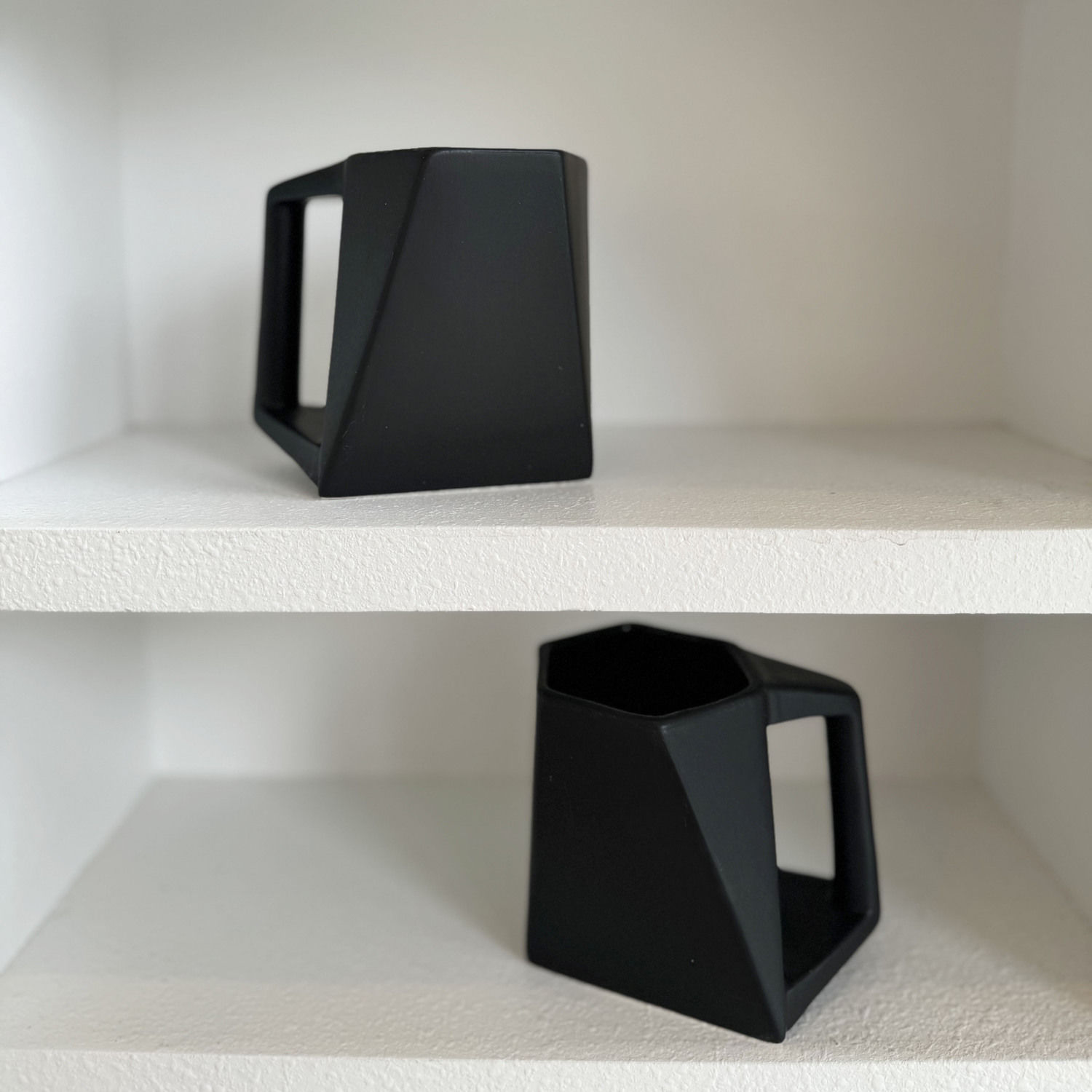 Modern Matte Black Hexagonal Ceramic Coffee Mug - Image 2