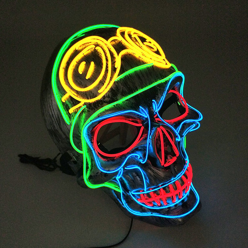 Glow-in-the-Dark Skull Mask for Halloween Fun - Image 2