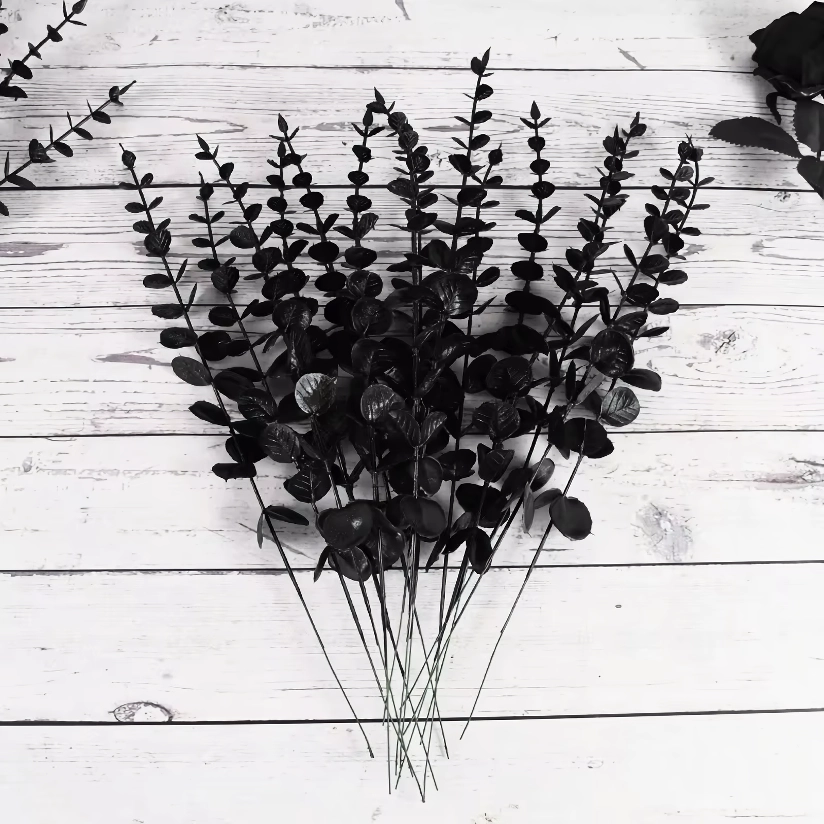 Black Artificial Eucalyptus Branches – 10 Pcs DIY Home & Holiday Decoration - Image 2