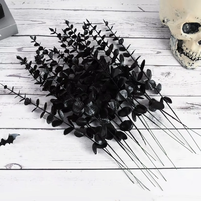 Black Artificial Eucalyptus Branches – 10 Pcs DIY Home & Holiday Decoration - Image 3