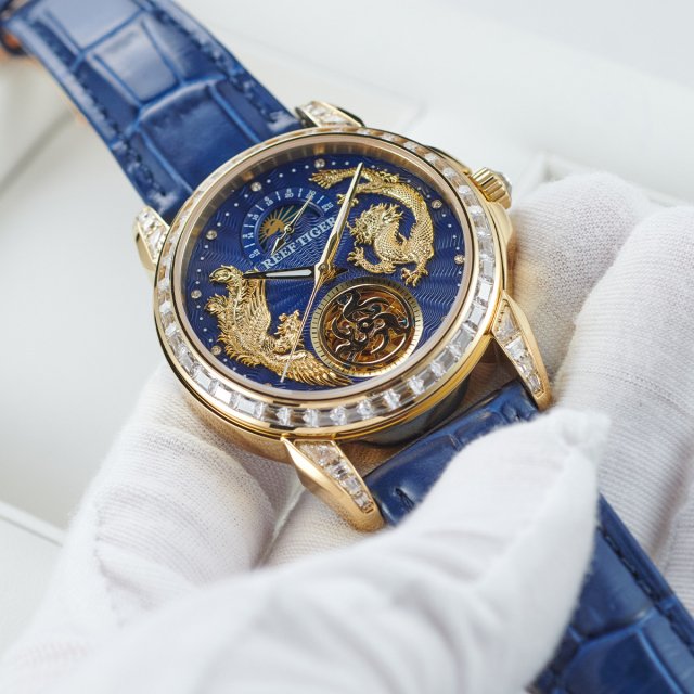 Luxury Dragon Watch & Phoenix Moonphase with Diamond Accents - Image 5