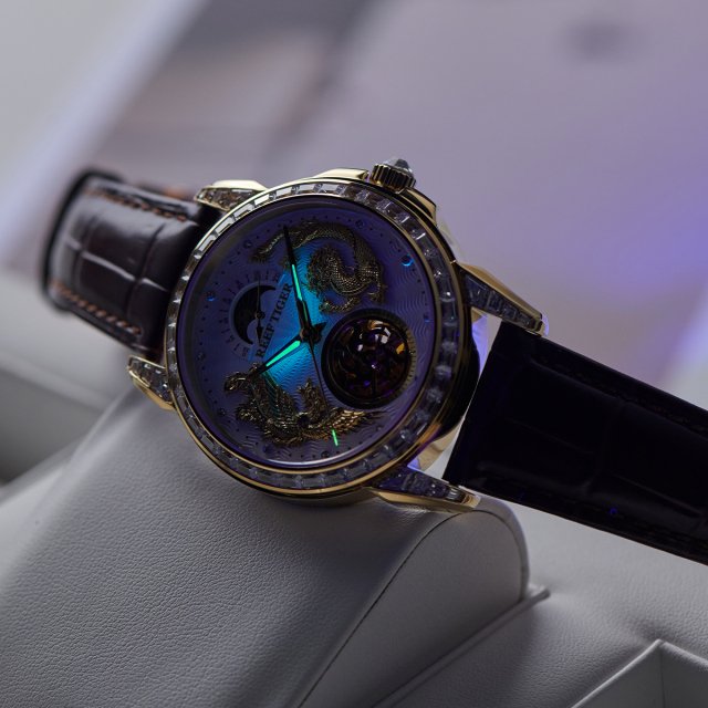 Luxury Dragon Watch & Phoenix Moonphase with Diamond Accents - Image 6