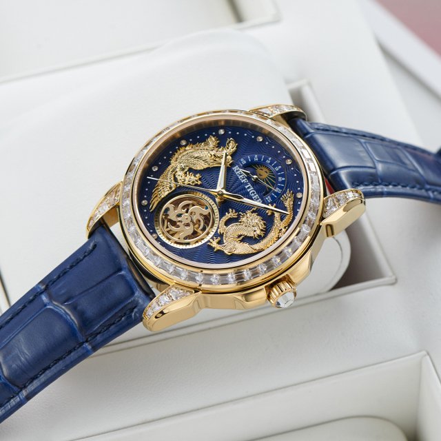 Luxury Dragon Watch & Phoenix Moonphase with Diamond Accents - Image 3