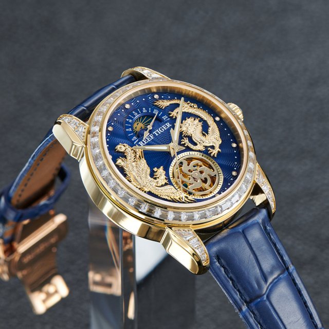 Luxury Dragon Watch & Phoenix Moonphase with Diamond Accents - Image 4