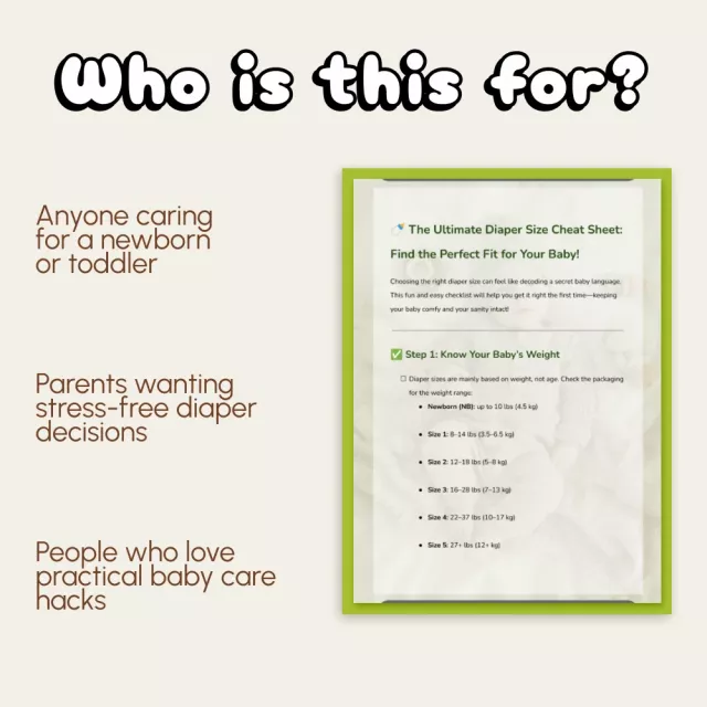 The Ultimate Diaper Size Cheat Sheet: Find the Perfect Fit for Your Baby | Printable Diaper Size Guide | Baby Weight & Fit Checklist | Digital Download for New Parents | what size diaper should my baby wear