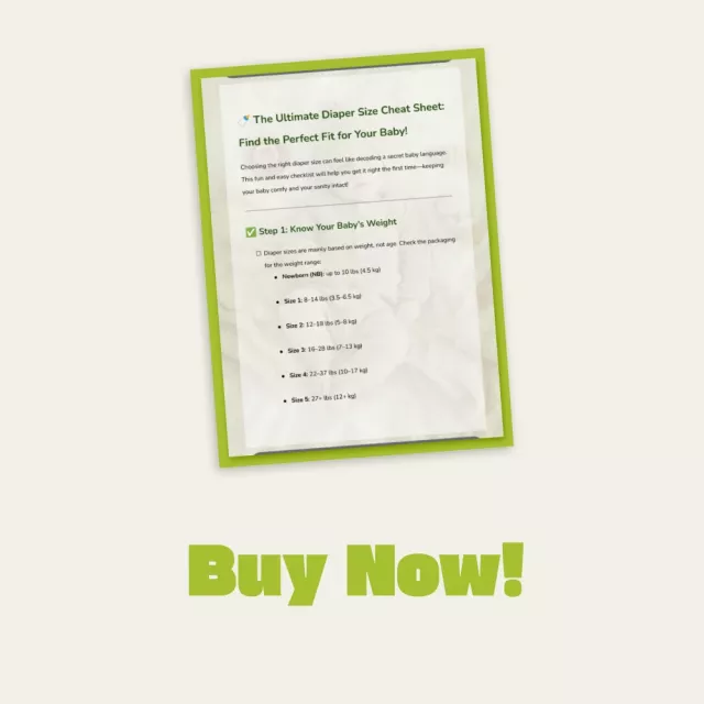 The Ultimate Diaper Size Cheat Sheet: Find the Perfect Fit for Your Baby | Printable Diaper Size Guide | Baby Weight & Fit Checklist | Digital Download for New Parents | what size diaper should my baby wear