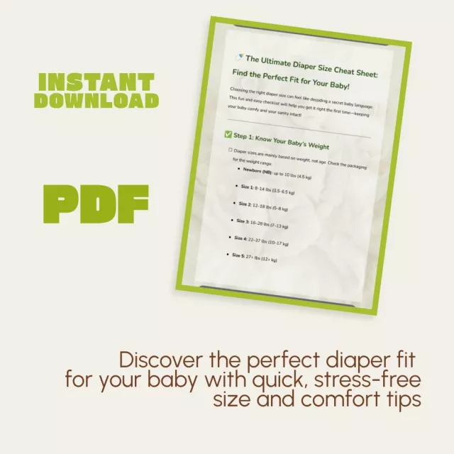 The Ultimate Diaper Size Cheat Sheet: Find the Perfect Fit for Your Baby | Printable Diaper Size Guide | Baby Weight & Fit Checklist | Digital Download for New Parents | what size diaper should my baby wear