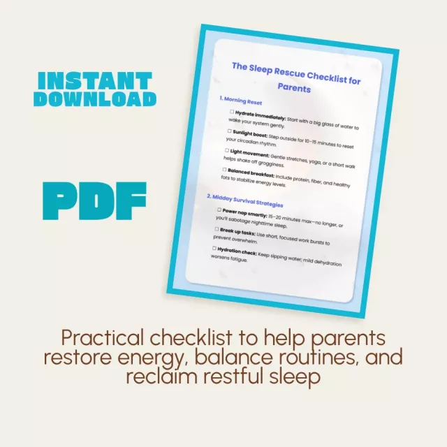 The Sleep Rescue Checklist for Parents | Digital Download | Printable Guide for Moms & Dads | Sleep Recovery eBook for Exhausted Parents | Morning & Evening Routines for Better Rest
