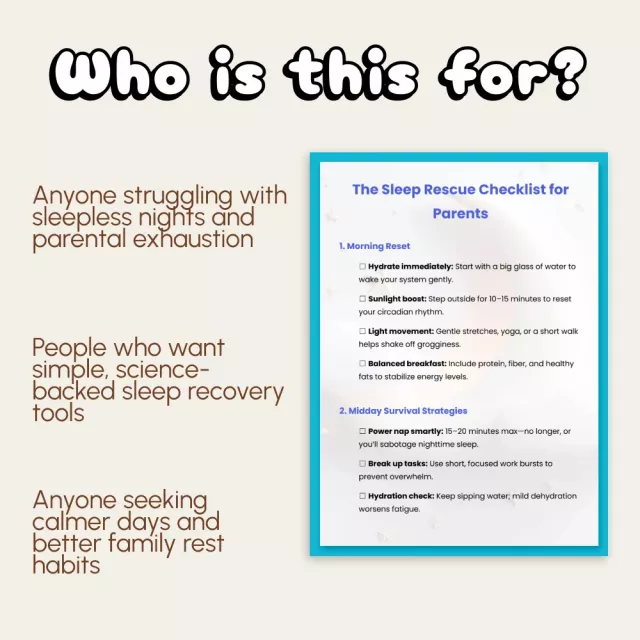 The Sleep Rescue Checklist for Parents | Digital Download | Printable Guide for Moms & Dads | Sleep Recovery eBook for Exhausted Parents | Morning & Evening Routines for Better Rest